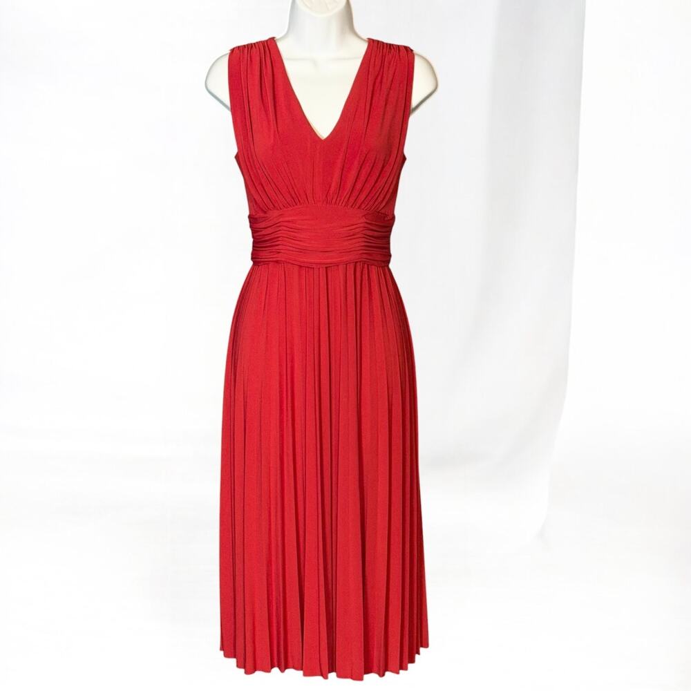 Jessica Howard Red Marilyn Dress Vintage Style Size 12 Pleated Swing Midi Y2K